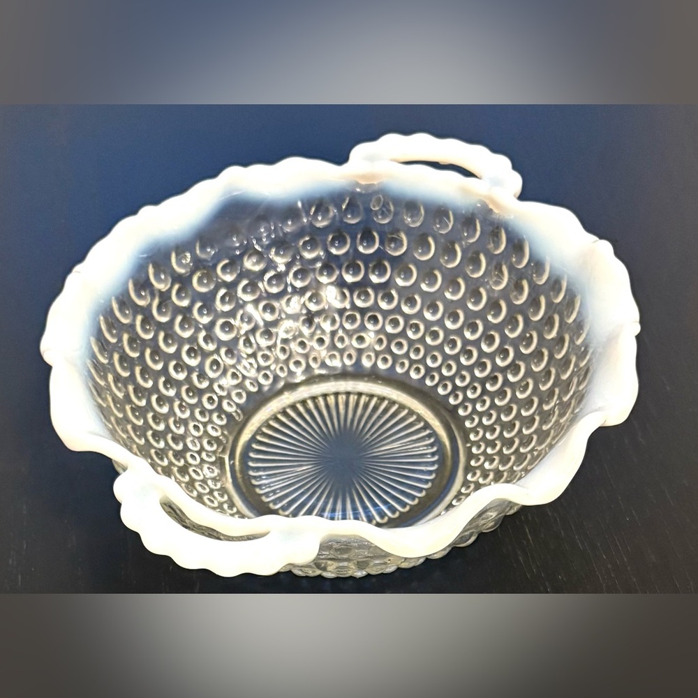 Fenton White Hobnail Glass Bowl